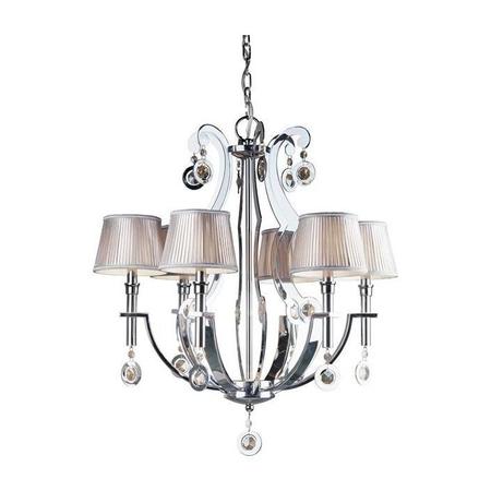 FORTE Six Light Chrome Fabric Shade Up Chandelier 248157